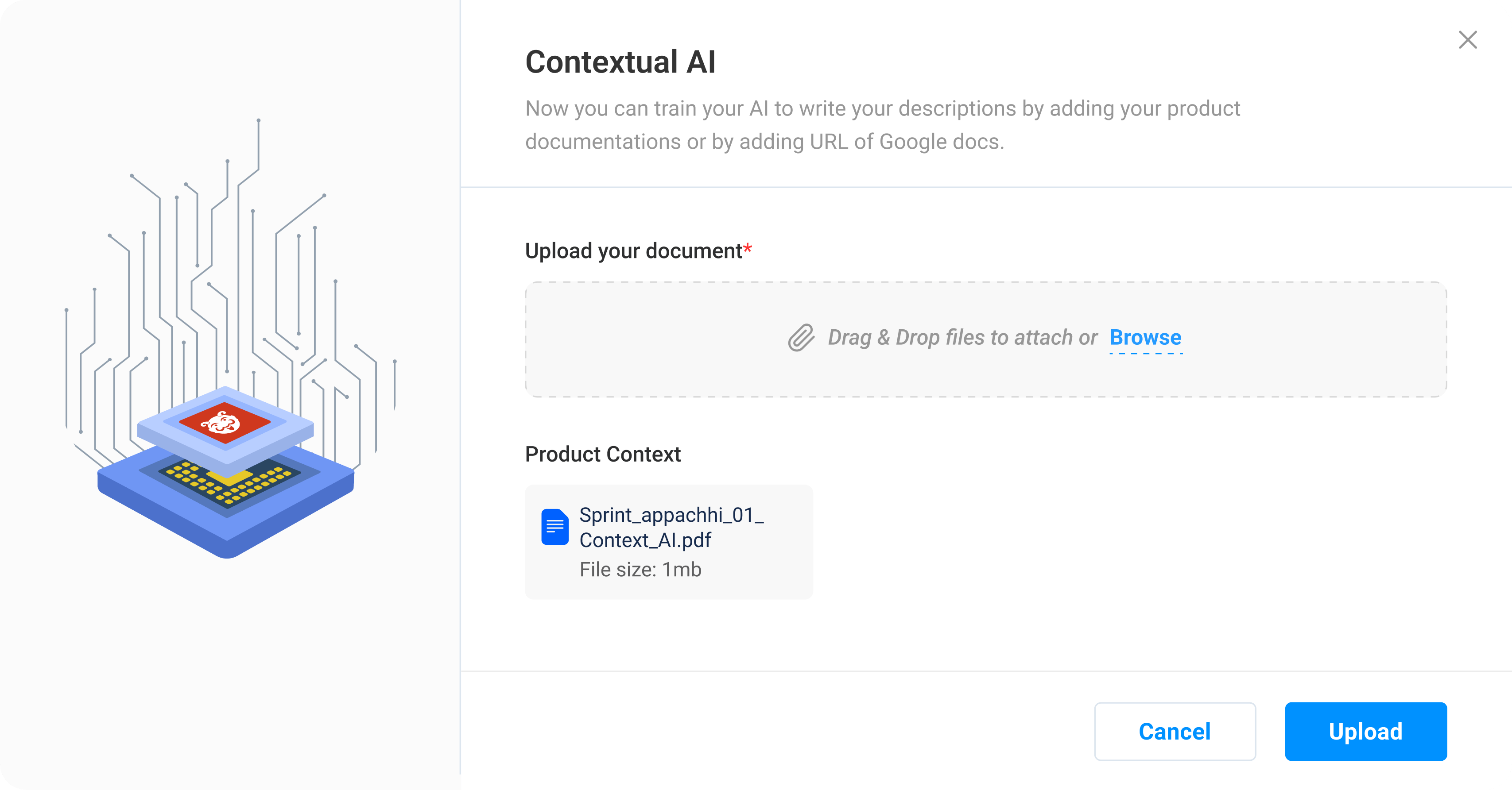 Upload context document to generate contextual issue descriptions
